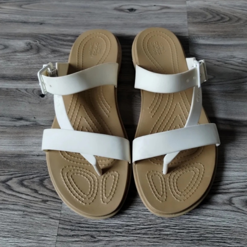Crocs Women's Tulum Toe Post White Sandal Size 7